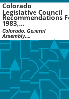 Colorado_Legislative_Council_recommendations_for_1983__Committees_on__Child_Molestation__State_Government_Issues__Sunset_Reviews__Legislative_Procedures